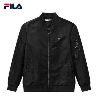 FILA 斐乐官方男士运动外套2021春季新款简约运动茄克梭织上衣男 正黑色-BK 165/88A/S