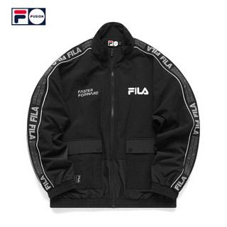 FILA FUSION斐乐男士运动外套2021春季新款宽松潮流运动茄克男 深黑-BK（宽松版型，建议拍小一码） 165/88A/S