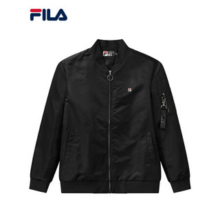 FILA 斐乐官方男士运动外套2021春季新款简约运动茄克梭织上衣男 正黑色-BK 165/88A/S