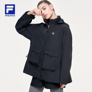 FILA ATHLETICS斐乐女士运动外套2021春季新款宽松潮流梭织上衣 深黑-BK 160/80A/S