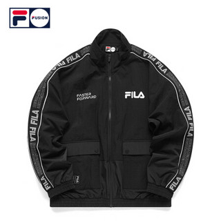 FILA FUSION斐乐男士运动外套2021春季新款宽松潮流运动茄克男 深黑-BK（宽松版型，建议拍小一码） 165/88A/S