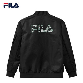 FILA 斐乐官方男士运动外套2021春季新款简约运动茄克梭织上衣男 正黑色-BK 165/88A/S