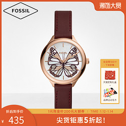 Fossil化石旗舰店正品蝴蝶小巧表盘皮表带石英机芯手表女ins风