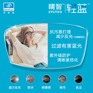 ESSILOR 依视路 自营配镜服务睛智系列1.67轻蓝防蓝光近视树脂光学眼镜片 1片装(现片)近视700度 散光0度