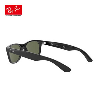 RayBan 雷朋太阳镜方形简约复古潮流墨镜男女款 0RB2132F 901L 黑色镜框 透明绿色镜片 55