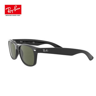 RayBan 雷朋太阳镜方形简约复古潮流墨镜男女款 0RB2132F 901L 黑色镜框 透明绿色镜片 55