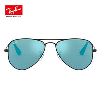 RayBan 雷朋儿童飞行员款太阳镜潮流个性防紫外线墨镜0RJ9506S 201/55 黑色镜框蓝色反光镜片 50