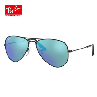 RayBan 雷朋儿童飞行员款太阳镜潮流个性防紫外线墨镜0RJ9506S 201/55 黑色镜框蓝色反光镜片 50