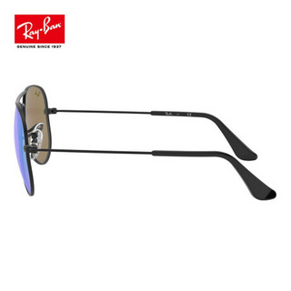 RayBan 雷朋儿童飞行员款太阳镜潮流个性防紫外线墨镜0RJ9506S 201/55 黑色镜框蓝色反光镜片 50