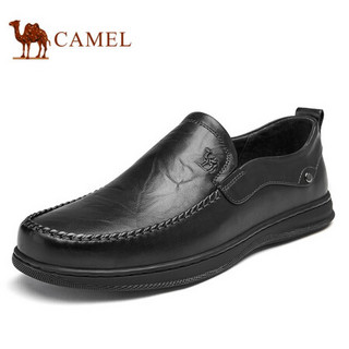 骆驼（CAMEL） 商务休闲鞋舒适牛皮软皮鞋男 A112155650 黑色 38