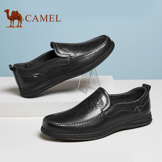 骆驼（CAMEL） 商务休闲鞋舒适牛皮软皮鞋男 A112155650 黑色 38