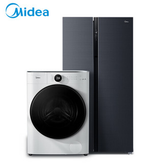 美的(Midea)10kg直驱洗烘一体洗衣机639升急速净味除菌大对开门电冰箱MD100CQ7PRO+BCD-639WKPZM(E)