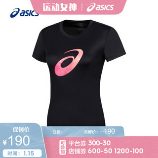 ASICS亚瑟士 2021春夏女子舒适透气跑步短袖T恤 2012C079-001 黑色 L