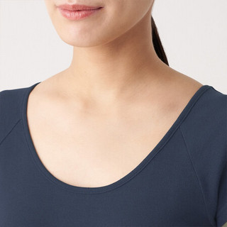 无印良品 MUJI 女式 印度棉罗纹编织 法国袖衫2件装 海军蓝 M