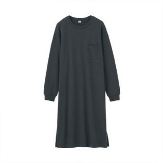 无印良品 MUJI 女式 棉羊毛 冬季内衣连衣裙 深灰色 L-XL