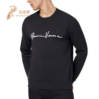 孔雀翎Versace范思哲男装2020新款男士Gianni Versace签名刺绣百搭长袖毛衣 蓝色 44