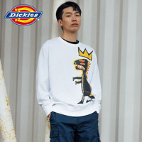 Dickies X Jean-Michel Basquiat联名合作款前身恐龙图案印花毛圈布圆领卫衣 白色 S