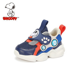 88VIP：SNOOPY 史努比 童鞋男童运动鞋2021春季新款网面透气户外休闲鞋中小童鞋 深蓝 22码内长约136mm