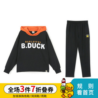 B.duck小黄鸭童装女童套装加厚保暖秋冬装新款中小童两件套潮 黑色 130cm