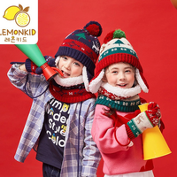 Lemonkid 柠檬宝宝 儿童帽子围巾加绒两件套