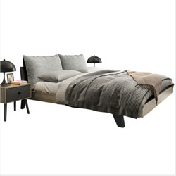 布拉德 北欧床经济型双人床日式实木床K240 板木款 1.2米床