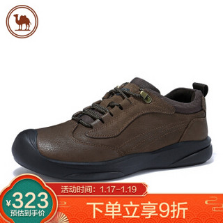 骆驼牌 男士皮鞋商务休闲男鞋舒适系带爸爸鞋 W932380290 暗棕 42