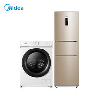 美的(Midea)258升一级能效变频三门冰箱BCD-258WTPZM(E)+10KG巴氏除菌洗滚筒洗衣机MG100V11D