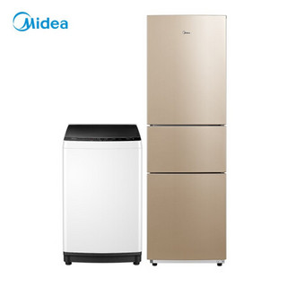 美的(Midea)213升三门三温节能保鲜冰箱BCD-213TM(E)+8KG波轮全自动洗衣机MB80ECO1