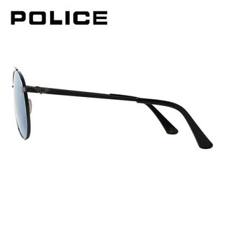 POLICE 中性款黑色镜框黑色镜腿蓝色反光膜镜片眼镜太阳镜 SPL589K 540B 59MM