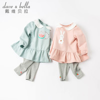 davebella戴维贝拉童装洋气女童套装儿童春装2021新款女宝宝服装春季长袖婴儿衣服 粉色 80cm(24M(建议身高73-80cm))