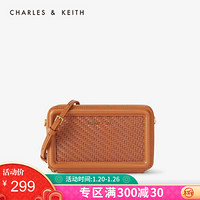 CHARLES＆KEITH2021春季CK6-10840197-1女士编织包面单肩包钱包 Cognac白兰地色 XS