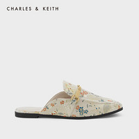 CHARLES＆KEITH2021春新品CK1-70380624-2女士新年金属刺绣穆勒鞋 Cream奶白色 35