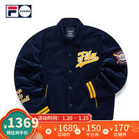 FILA FUSION斐乐男士棉服2021春季新款保暖加厚棒球服男 深绀青-DB 185/104A/XXL