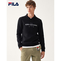 FILA 斐乐官方男子防风连帽卫衣时尚休闲简洁 2020年秋季冬季新款 正黑色-BK 170/92A/M