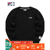 FILA FUSION 斐乐女子套头卫衣 2020冬季新款宽松印花潮流卫衣女 深黑-BK 175/92A/XL