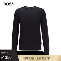 HUGO BOSS雨果博斯男士针织衫圆领套头毛衣  50285732   001-黑色 M