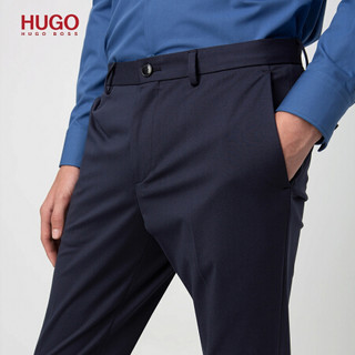 HUGO BOSS雨果博斯西服男2019秋冬经典商务正装藏青色西服套装50417377 410-藏青色 54