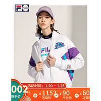 FILA FUSION斐乐 女子梭织外套春季新款撞色拼接校园风休闲服上衣 标准白-WT（宽松版型，建议拍小一码） 155/76A/XS