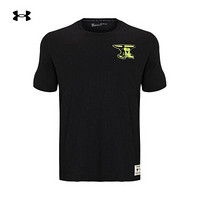 安德玛官方UA Rock强森男子运动训练圆领短袖T恤Under Armour1361725 黑色001 S