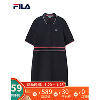 FILA 斐乐官方 女子连衣裙 2021春季新款潮流运动休闲女子连衣裙 传奇蓝-NV 180/96A/XXL