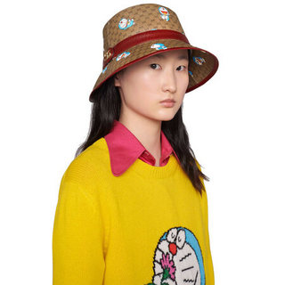 GUCCI 古驰 X Doraemon 女士渔夫帽 648846 4HACU 8574 米色/乌木色 M