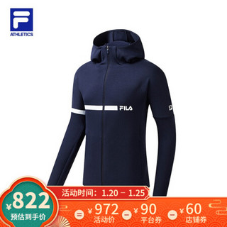 FILA ATHLETICS 男士针织上衣 2021年春新款运动休闲外套健身服 宝蓝-NV 180/100A/XL