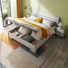 QuanU 全友 双人床现代简约高箱床 双色拼接床屏 126101 1.5米高箱床