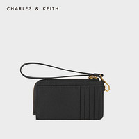 CHARLES＆KEITH2021春季新品CK6-50770461女士时尚压纹零钱包卡包 Black黑色 XXS