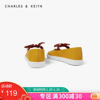 CHARLES＆KEITH2021春季CK9-71700088蝴蝶结装饰儿童休闲鞋 黄色YELLOW 27