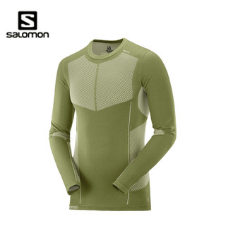 萨洛蒙（Salomon）男女款 户外运动吸湿快干功能内衣 SEAMLESS TEE 橄榄绿C14056 S
