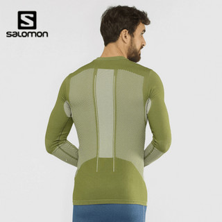 萨洛蒙（Salomon）男女款 户外运动吸湿快干功能内衣 SEAMLESS TEE 橄榄绿C14056 S