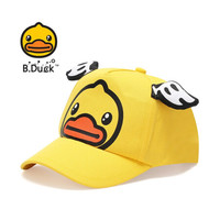 B.duck小黄鸭儿童帽子夏季男女韩版百搭棒球帽小孩出游防晒遮阳鸭舌帽 黄色 6岁以上 M(54cm)