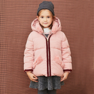 davebella戴维贝拉童装大童女装90绒保暖连帽女中大童羽绒外套小女孩