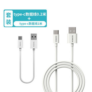 罗马仕 type-c数据线快充充电宝短线便携适用于小米10/9华为Mate30/P30手机3A快充线 0.2+1米套装